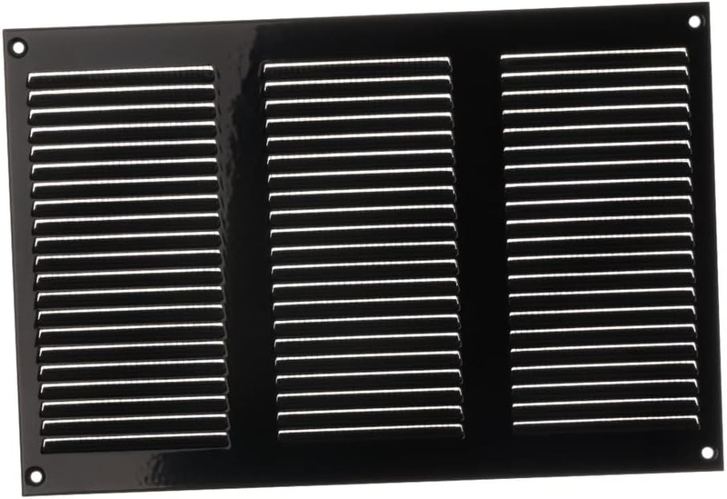 Black Metal Air Vent Grille Cover with Insect Mesh 300x200mm / 12x8" inch  Venti