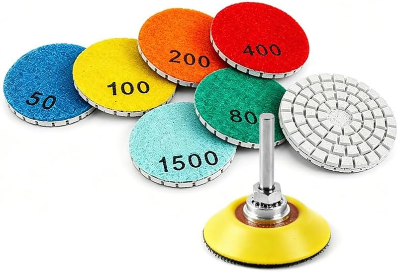 8Pcs 50Mm Diamond Grinding Pad Set with 6Mm Holder for Stone Polishing