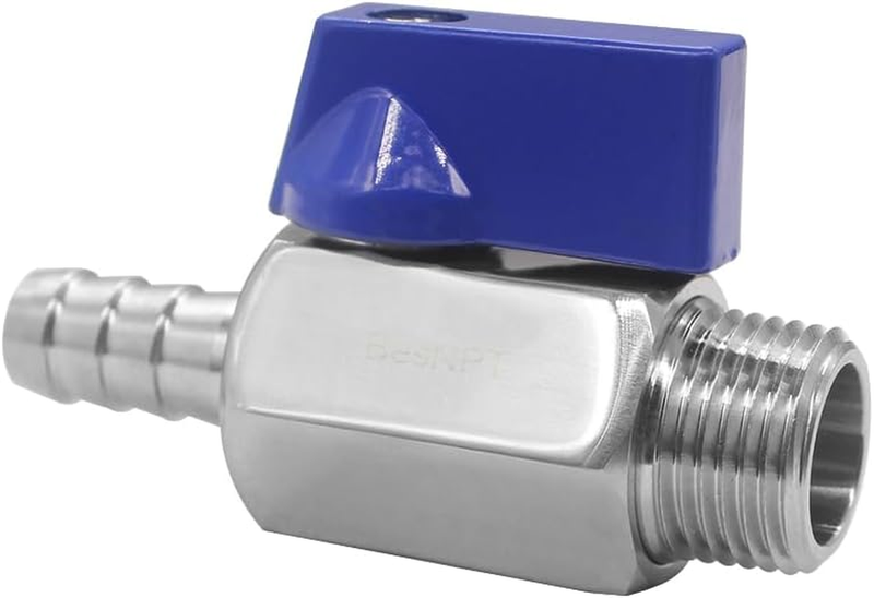 Shut off Valve 1/2 NPT X 3/8 Hose Barb for Fuel Air Water Stainless Steel
