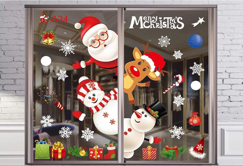 Christmas Window Clings Decal Stickers, Christmas Creative Glass Decoration Wind