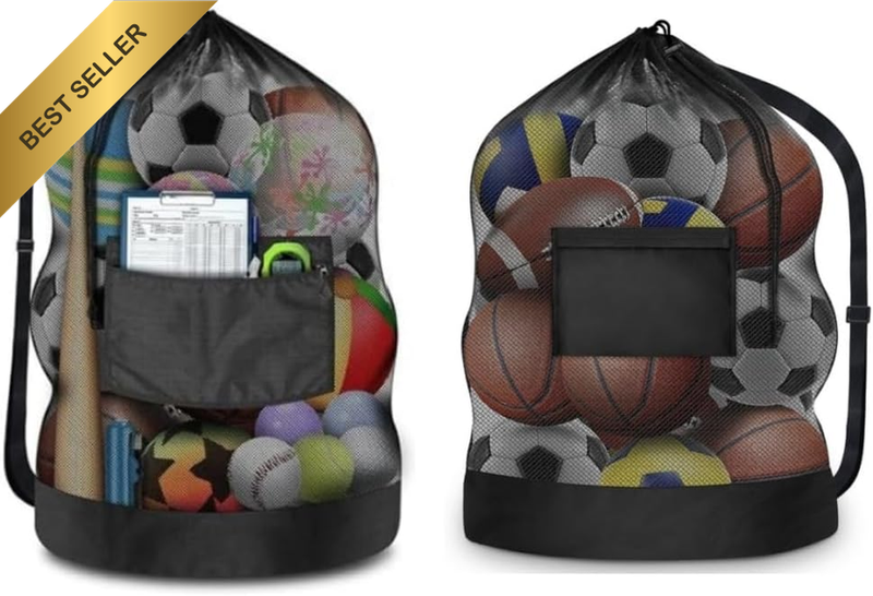 Extra Large Sports Ball Bag with Thickened Mesh - Multipurpose Drawstring Storag