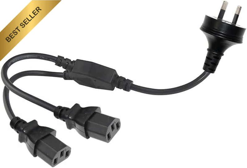 Australian Plug to 2X C13 Y Splitter Power Cable 1M, SAA Approved 10A 250V, Main
