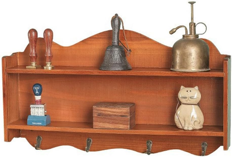 Wall Mounted Coat Rack, Wooden Key Holder Shelf with Hooks | Wall-Mounted Wooden