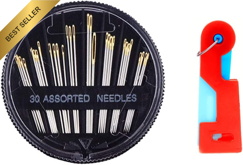 Assorted Hand Sewing Needles,30-Count Needles Set Together with a Plastic Needle