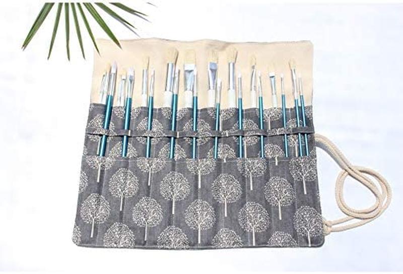 Roll up Paint Brush Holder Artist Canvas Roll Pouch Bag Makeup Brushes Case Orga