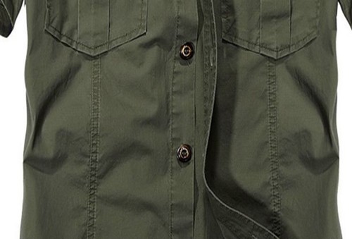 Men Short Sleeve Shirts Army Work Cargo Shirt Military