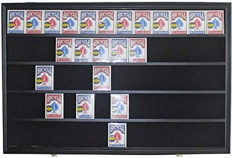 poker card display case DisplayGifts Playing Frame Holds 60 Decks Collectible Cards Only Acrylic Door UV Protection Black : Toys & Games It has outside dimensions of 32 inch width Acrylic Playing Card Display Case