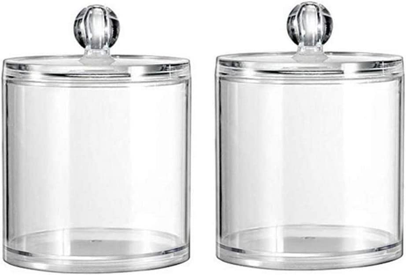 Clear Cotton Jar Containers, 2Pcs Bathroom Qtip Dispenser Jars, Clear Plastic Co