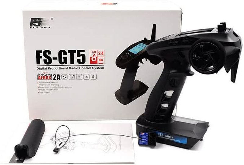 Flysky FS-GT5 2.4G Channels AFHDS RC Transmitter with FS-BS6 Receiver for RC Car