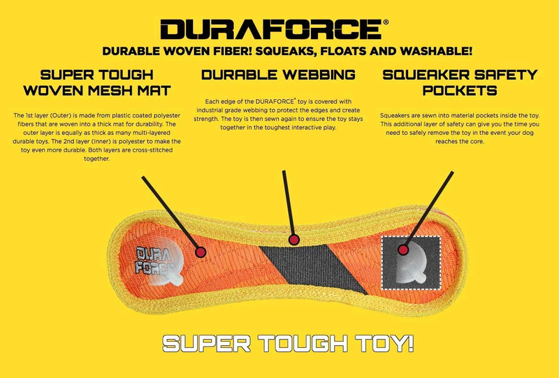 DURA FORCE - Durable Woven Fiber - Boomerang - Squeakers -Multiple Layers. Made