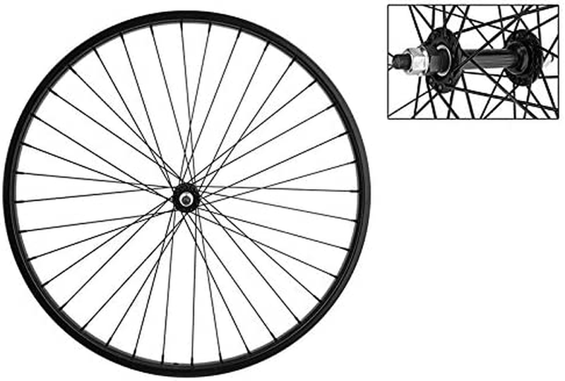 Front Bicycle Wheel 26", 36 Spoke, Steel Rim, Bolt-On Axle, Black