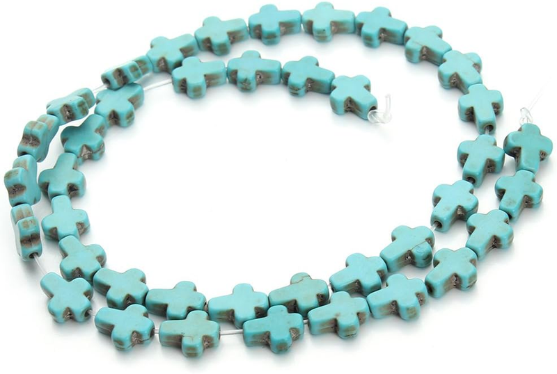 Small Blue Turquoise Cross Beads Gemstone Spacer Beads Craft Supplier Approx.36P