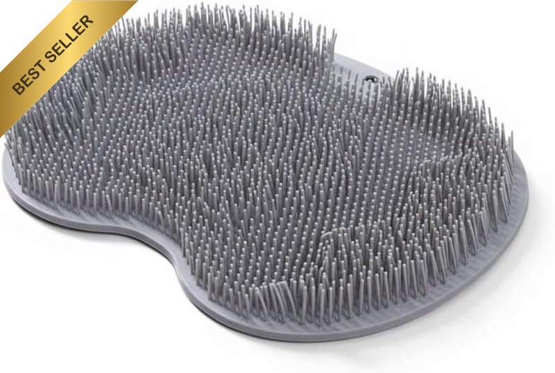 Grey Back and Foot Scrubber, Grey Shower Foot Scrubber Mat with Suction Cups, Wa