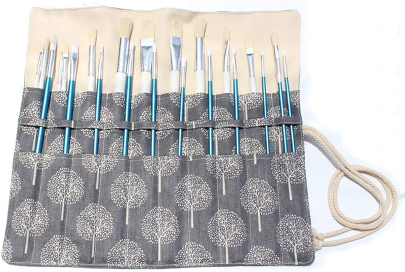 Roll up Paint Brush Holder Artist Canvas Roll Pouch Bag Makeup Brushes Case Orga