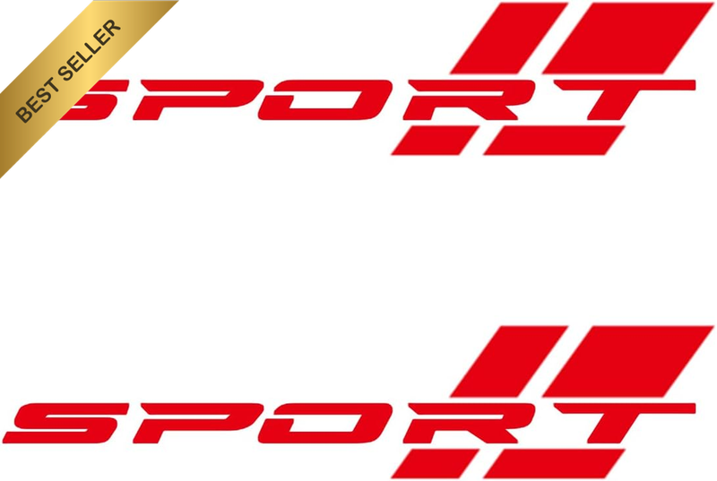 2 Pcs 16 Inch Red Sport Letter Logo Decal Sticker Fit for All Cars Side