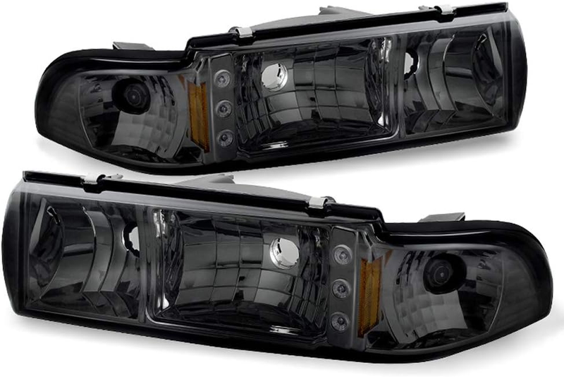 Headlights Corner Lamps Left Right Pair Smoke for Chevy Impala Caprice 1991-1996