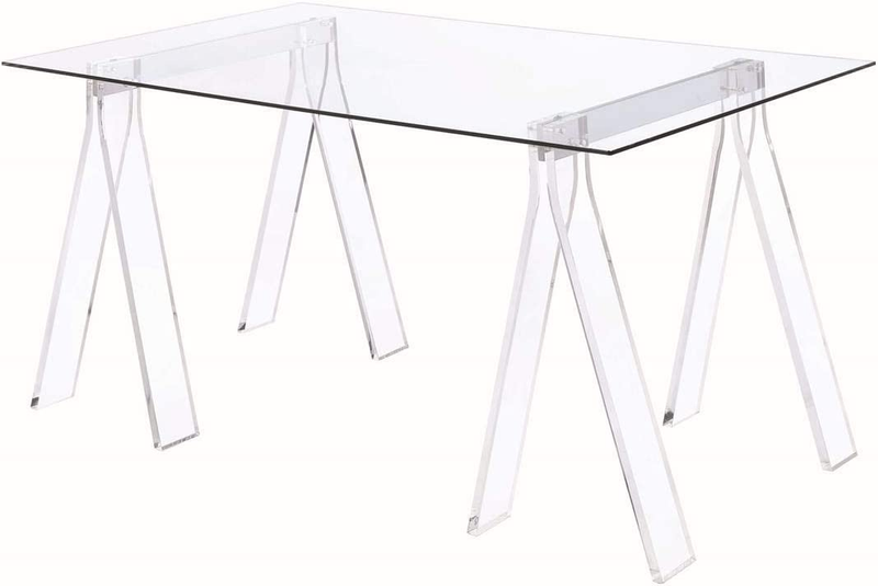 Amaturo Writing Desk with Glass Top Clear