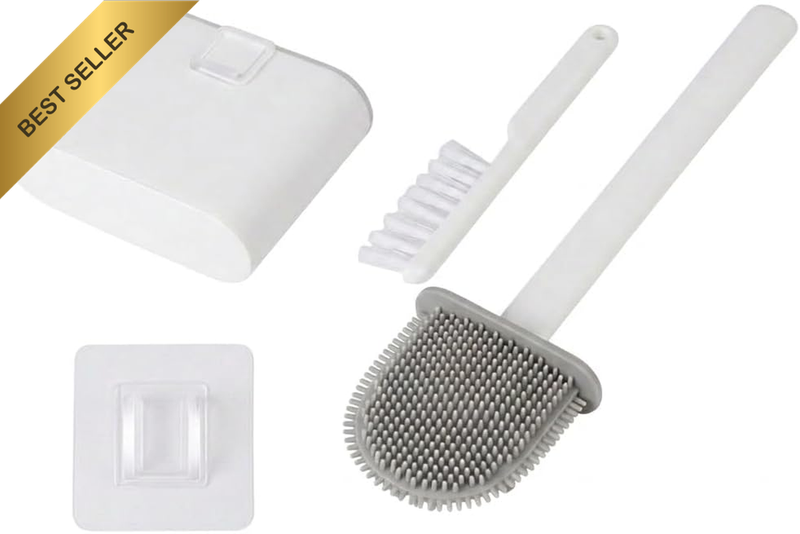 Wall-Mounted Toilet Brush, Silicone Toilet Brush and Holder Set