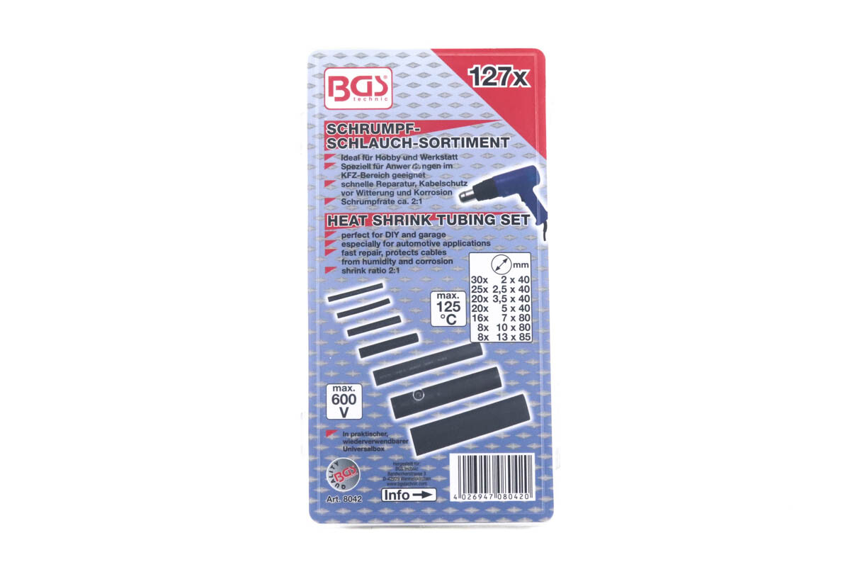 Schrumpfschlauch-Sortiment - schwarz - 127-teilig