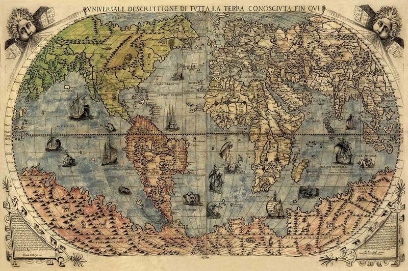 Italien Ancien Monde Exploration Ange & ChÃ©Rubin Carte By Paolo Forlani Vers