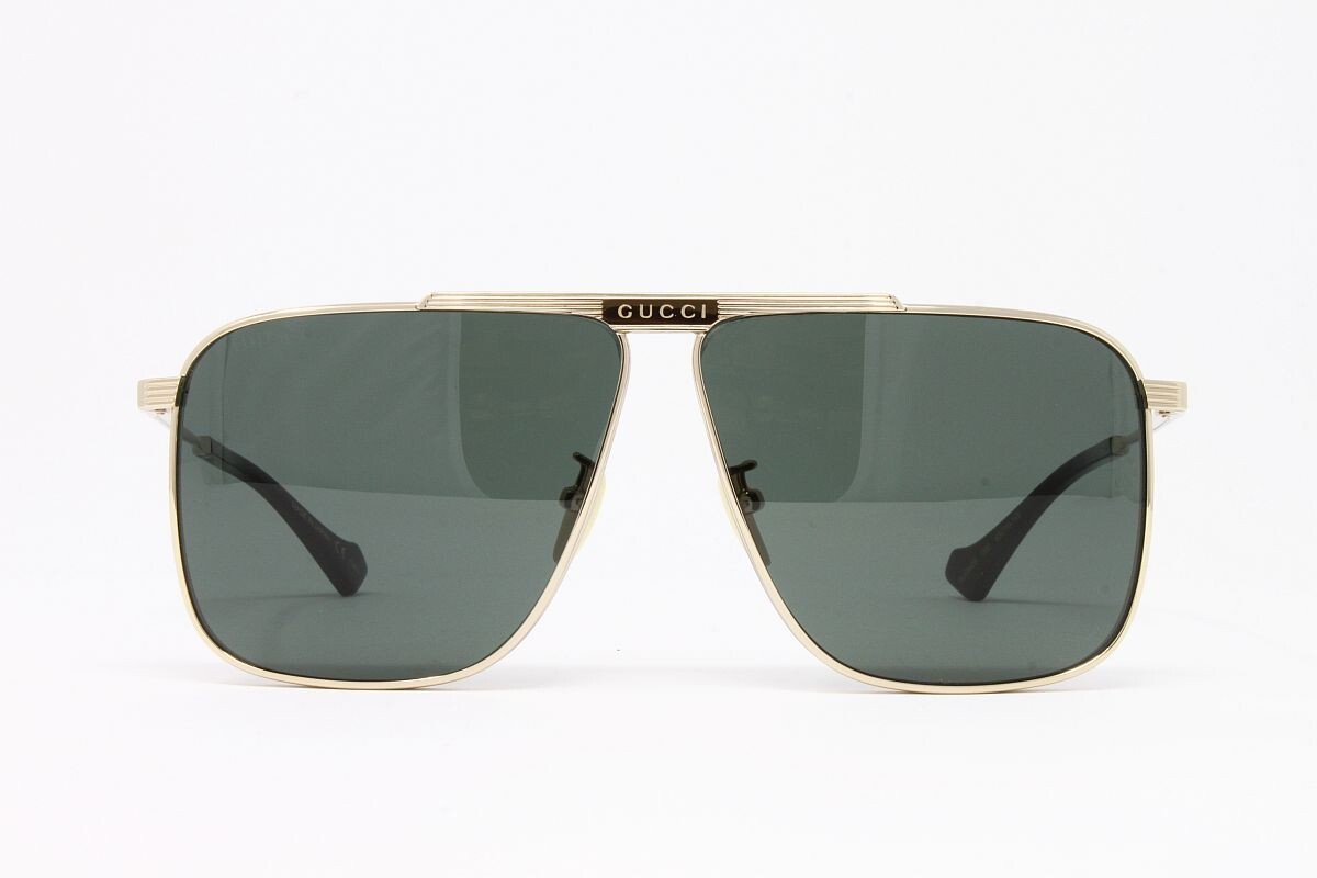 Gucci Sunglasses Men's Square GG0840S 002 Gold 63mm Green