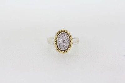 Lagos Two Tone 925/18k Pave Diamond Ring - size 7.75 (9621240-1)