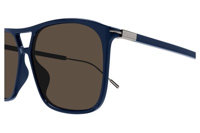 Pre-owned Gucci Gg1270s-003 Blue Ruthenium Brown Sunglasses