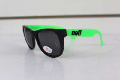 Neff Basic UV Sunglasses Black and Green Grey Lens New 