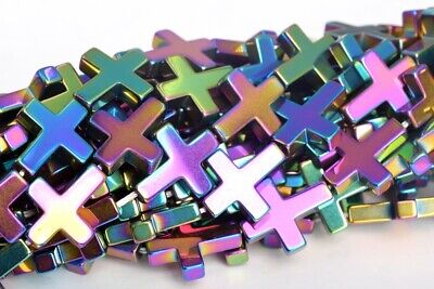 18x14MM Rainbow Hematite Beads Grade AAA Cross Gemstone Loose Beads