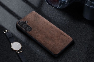 Retro business style phone case, brown  - for Samsung Galaxy S22, S23, S24