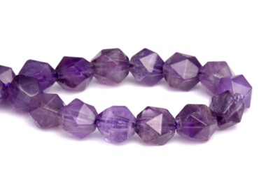 Natural Amethyst Beads Grade AA Star Cut Faceted Loose Beads 5-6/7-8/9-10MM