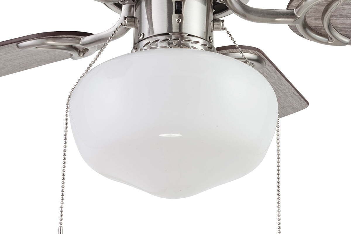 28" Brushed Nickel Flushmount Small Room Ceiling Fan with 5 Blades Globe Light