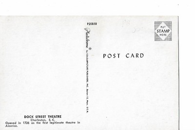 DOCK STREET THEATRE, CHARLESTON, SOUTH CAROLINA, 1960'S POST CARD