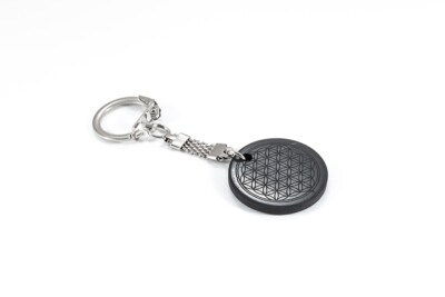Shungite Keychain engraving Flower of life EMF protection made in Karelia C60