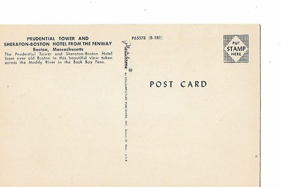 PRUDENTIAL TOWER & SHERATON HOTEL FROM THE FENWAY, BOSTON, MASSACHUSETTS, 1960'S