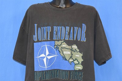 vtg 90s JOINT ENDEAVOR IMPLEMENTATION FORCE UN BOSNIA HERZEGOVINA t-shirt 2XL