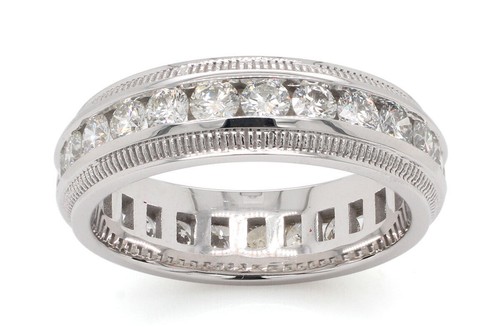 Elegant 14K Gold Created Moissanite Eternity Wedding Band Ring for Men 2.5ct