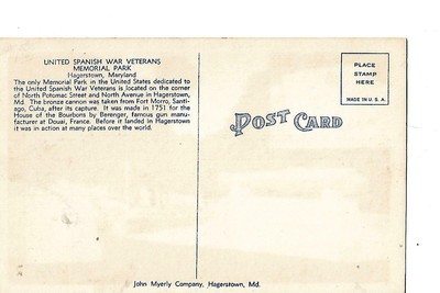 UNITED SPANISH WAR VETERANS MEMORIAL PARK, HAGERSTOWN, MARYLAND, 1940'S