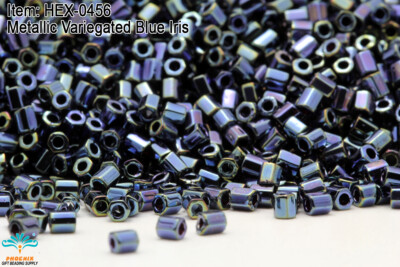 Miyuki Hexagon 2 Cut 11/0 Metallic Variegated Blue Iris Hex-0456