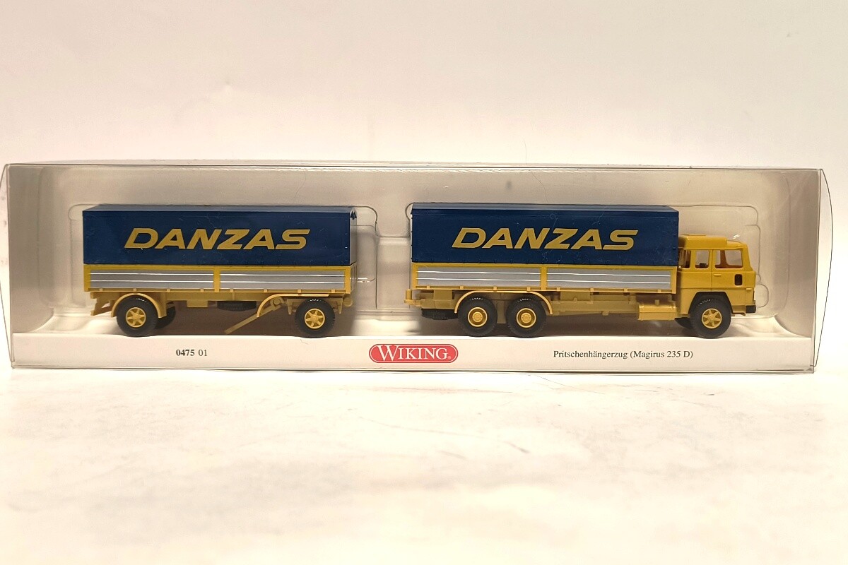 Wiking Pritschenhängerzug Magirus 235 D - Modellauto Im Maßstab 1:87 Für Sammler