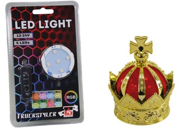 Set Goldkrone Lufterfrischer mit RGB LED-Beleuchtung Universalstecker 12V-24V Ch