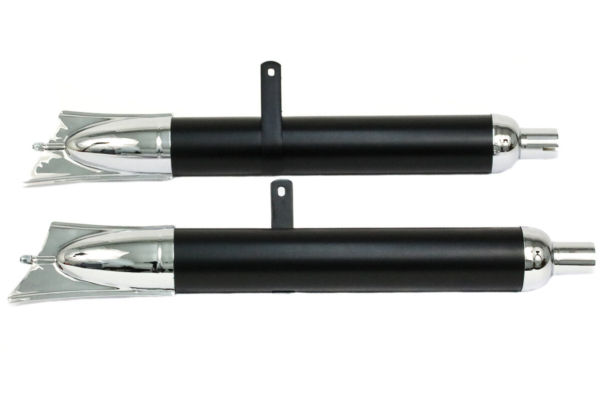 Auspuff (Paar) für Zündapp DB 200, 201, 202, 250 - schwarz / chrom