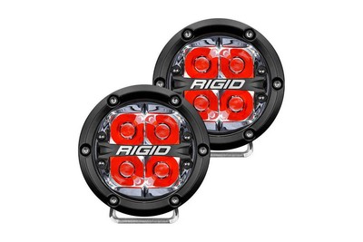 Rigid 360-Series 4 Inch LED OE Off-Road Fog Light Spot Beam Red Backlight Pair