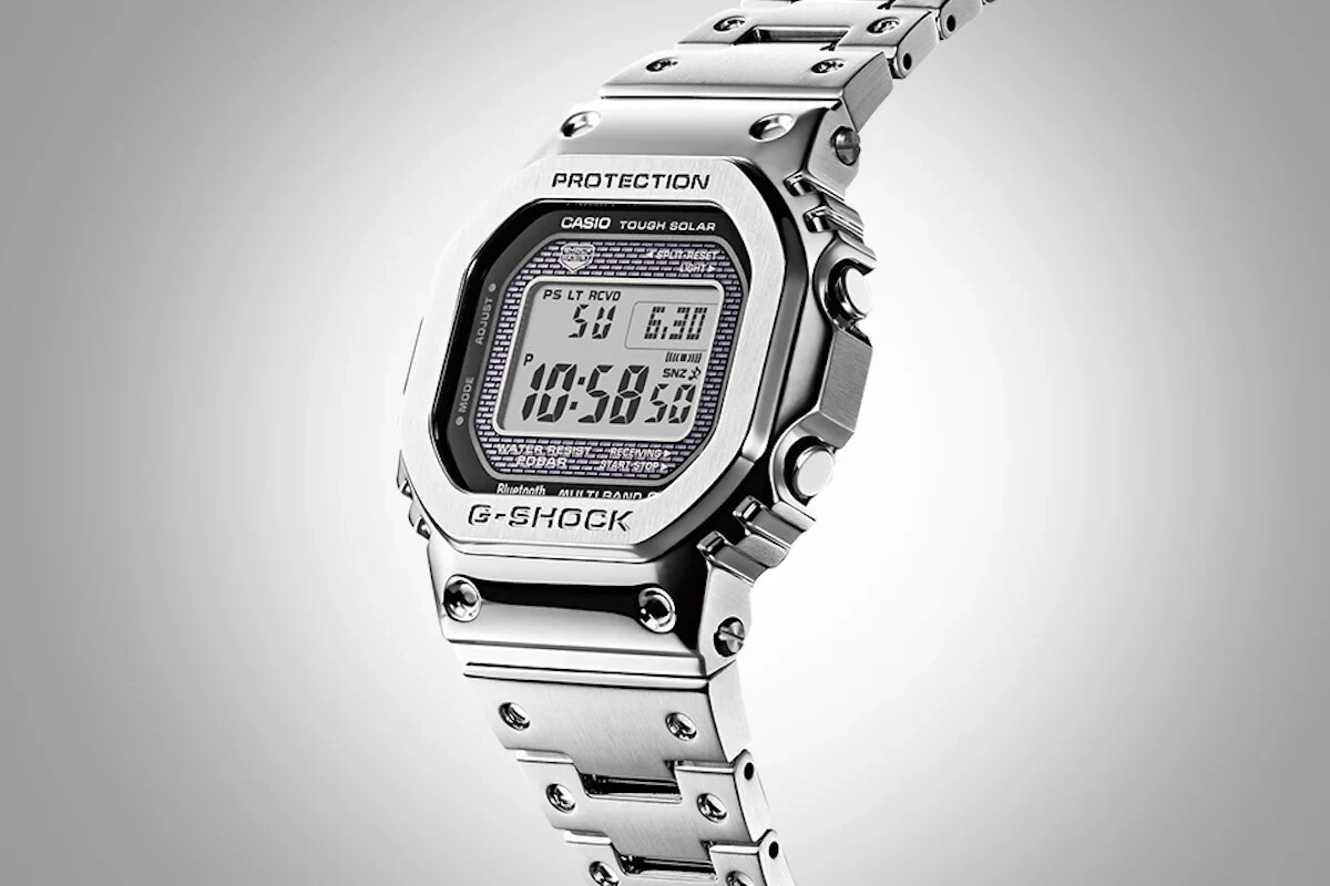 Pre-owned Casio G-shock Full Metal 5000 Seies Silver Watch Gmwb5000d-1