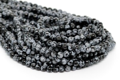 Natural Snowflake Obsidian Beads Grade AAA Round Loose Beads 3/4/6-7/8/10/12MM