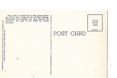 BASS LAKE AT ROARING RIVER STATE PARK, CASSVILLE MISSOURI, 1940'S