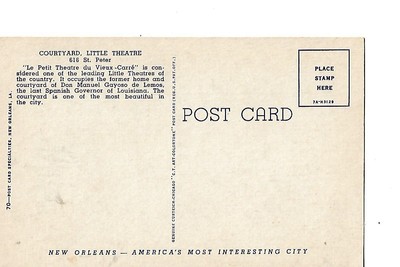 LITTLE THEATRE, VIEW OF COURTYARD,  ST. LOUIS, NEW ORLEANS, LOUISIANA, 1940'S