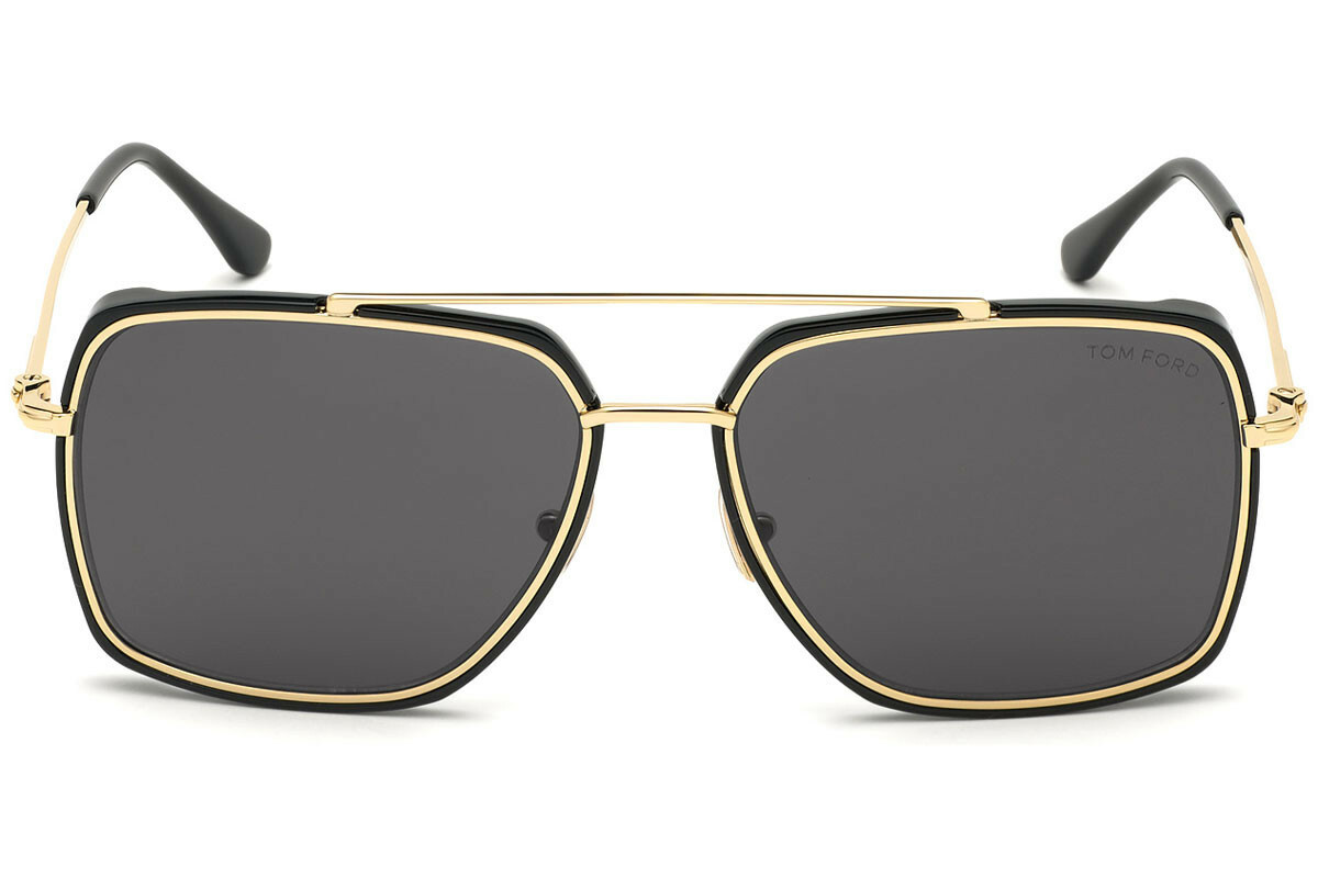 Pre-owned Tom Ford Ft 0750 Lionel 01a Gold Black/grey Rectangle 60mm Sunglasses Tf 750 In Gray