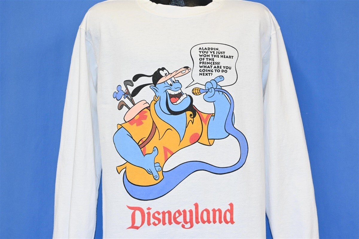 vintage 90s DISNEY IM GOING TO DISNEYLAND ALADDIN GENIE LONG SLV t