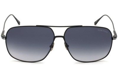 Pre-owned Tom Ford Ft0746-01w-62 Shiny Black Sunglasses